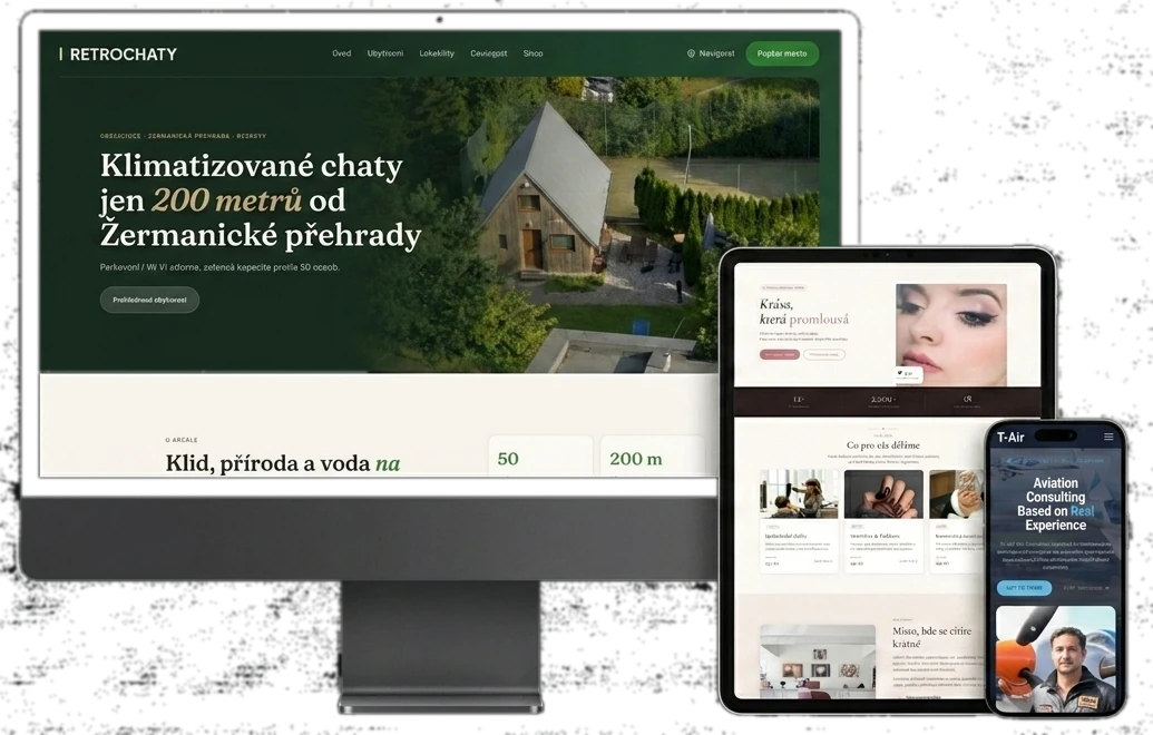 Ukázka webů WebBrothers na počítači, tabletu a telefonu