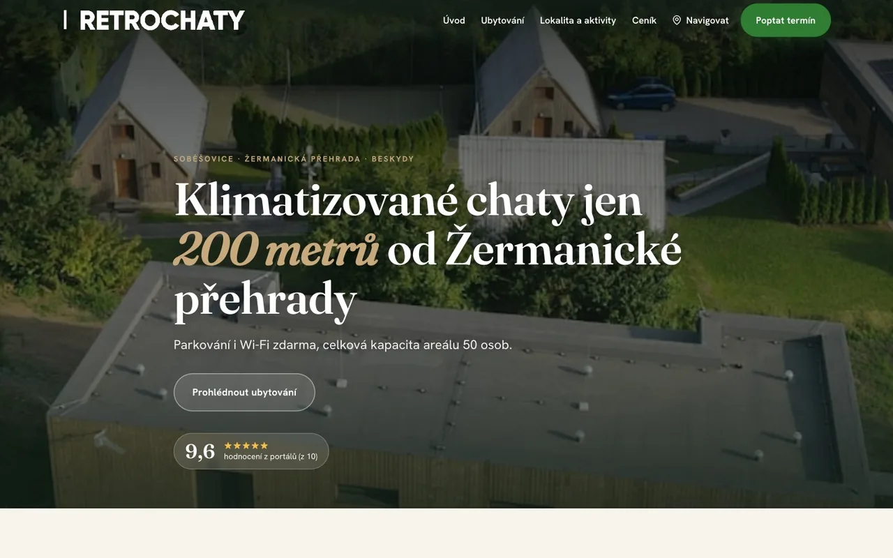 Retro Chaty Soběšky — náhled webu