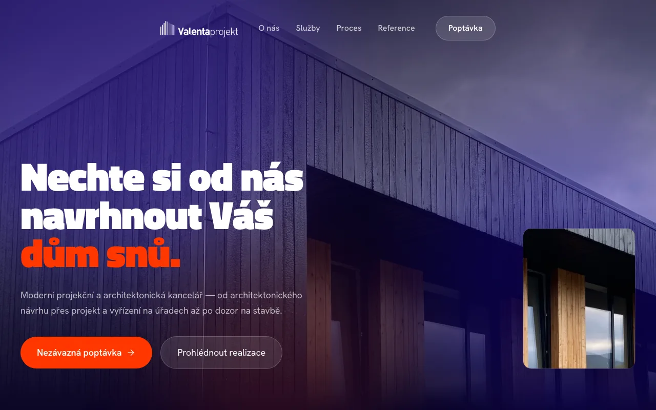 Valenta Projekt — náhled webu
